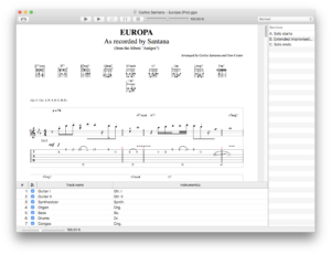 TabView displaying a Guitar Pro file