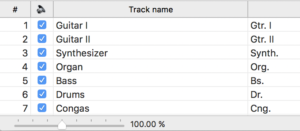 Tracks table